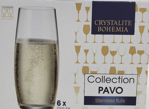 9 OZ 6 PC STEMLESS FLUTE-PAVO