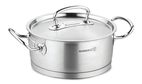 7.3L S/S LOW POT W/LID - 11"x4.75"