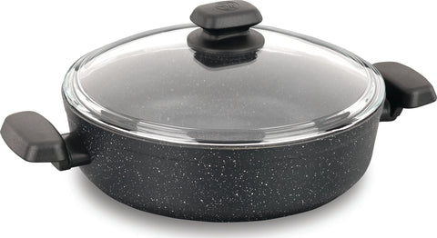 2.5 L GRANITE LOW POT W/LID - 9.5"x2.5"