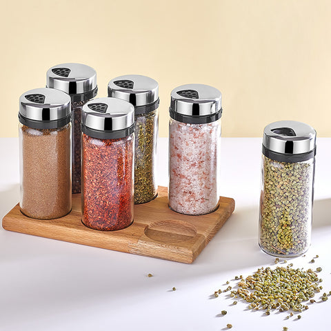 6 SPICE JAR SET W/RACK