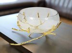 9"x7"  GLASS BOWL W/GOLD BASE