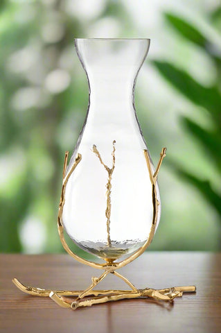 14"x4" GLASS VASE-BRANCH DESIGN