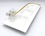 17"x6.5" 3 SECTION NUT DISH-WHITE/GOLD