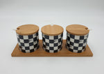 3PC SPICE JAR W/RACK-CHECKERED