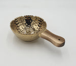 5.5"x9" BOWL W/WOOD HANDLE-GOLD-ROUND