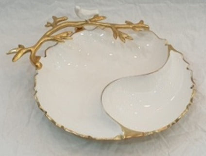 14"x13"x4.25" CHIP & DIP-WHITE/GOLD-BIRD