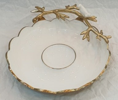 13"x3" CHIP & DIP-WHITE/GOLD-BIRD