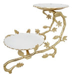 2 TIER STAND-WHITE/GOLD-LEAF