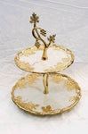 11"x11"x13.75" 2 TIER STAND-GOLD/WHITE-GRAPE