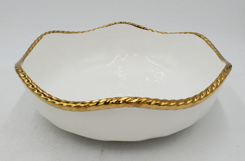 10" BOWL-ROUND-GOLD RIM