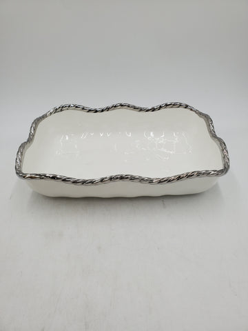 12.5"x9.5"BOWL-RECT-SILVER RIM