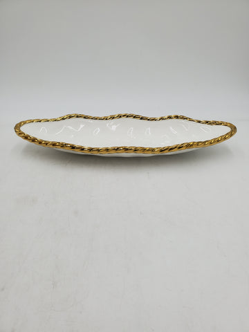 14"x5" PLATTER-OVAL-GOLD RIM