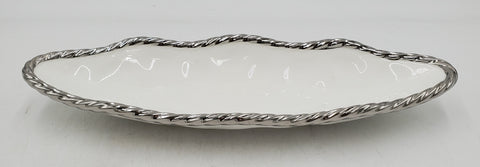 14"x5" PLATTER-OVAL-SILVER RIM