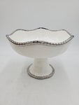 10"x7.5"x4" FOOTED BOWL-SILVER RIM-ROUND