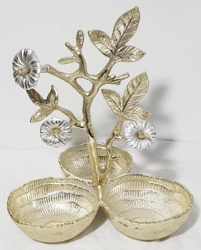 9.5"x11" - 3 SECTION BOWL-GOLD FLOWER