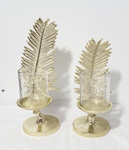 4.75"x4.75"x13.75" PILLAR-GOLD FEATHER-LARGE