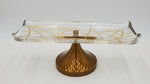 13"x4.5"x5" FOOTED GLASS PLATE-GOLD