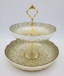 2 TIER GLASS STAND-GOLD