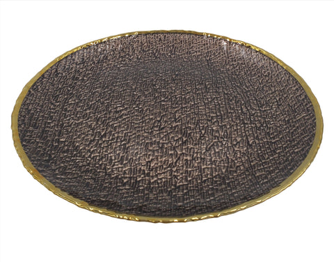 10.5" ROUND GLASS PLATE-BROWN