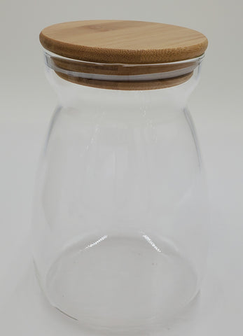 6.5"x3.5" GLASS JAR W/WOOD LID