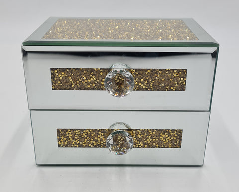 2TIER JEWELRY BOX-GOLD GLITTER