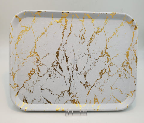 17.5"x13.5"TRAY-WH/GOLD-LARGE