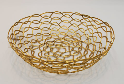 9.5" ROUND BASKET -GOLD