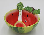 4.75"x5.75"x2.75" PORC. BOWL W/SPOON-WATERMELON