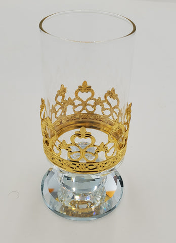 2.25"x5.5" DECORATIVE FOOTED GLASS-GOLD