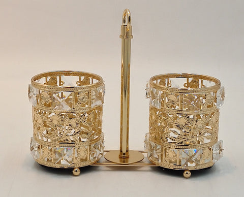 2 SECTION UTENSIL HOLDER GOLD