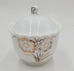 5.5"x3.75"PORCELAN SUGAR JAR-FLOWER DESIGN-GOLD