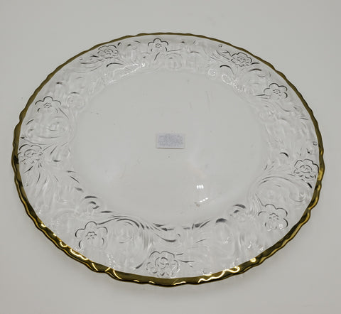 12.5"GLASS PLATE-GOLD RIM