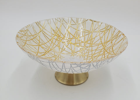 7" GLASS FOOTED BOWL-GOLD