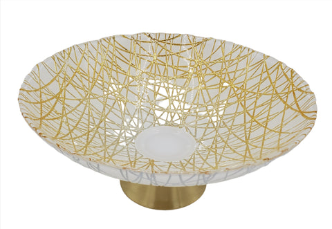 9.5"GLASS FOOTED BOWL-GOLD