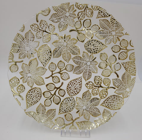 13" GLASS PLATE GOLD DESIGN