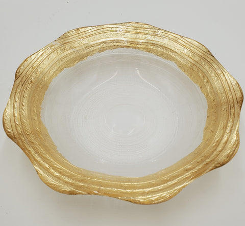 8" GLASS BOWL-GOLD RIM