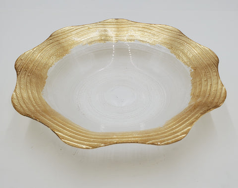 10.5" GLASS BOWL-GOLD RIM