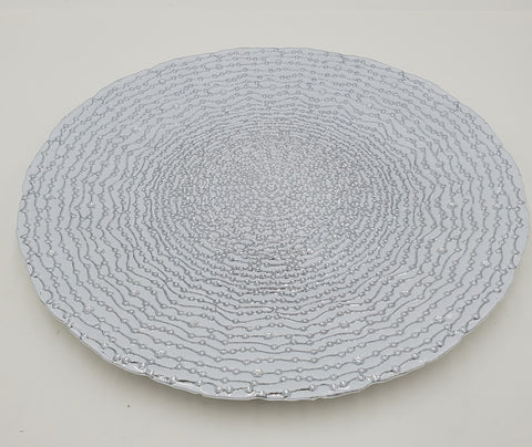 12.75"GLASS PLATE-SILVER DESIGN