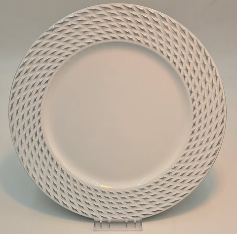 13" CHARGER PLATE-WHITE/SILVER