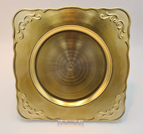 12.5"CHARGER PLATE-SUQARE-GOLD