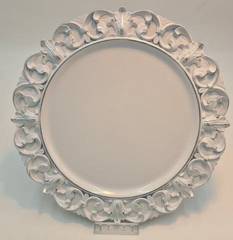 13 CHARGER PLATE-WHITE/SILVER