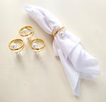 4 PC NAPKIN RING W/PEARL-GOLD