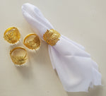 4 PC NAPKIN RING-GOLD LEAF