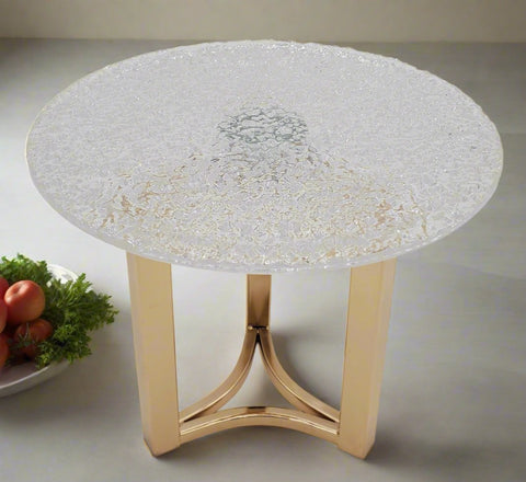 7.75"x6.75" ROUND STAND W/PLATE -GOLD