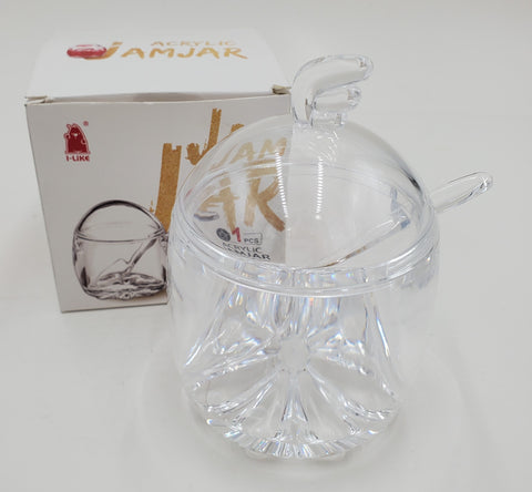 5"x3" ACRYLIC JAR W/SPOON-CLEAR