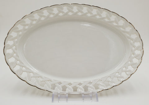 10"x6.75" PLATTER-GOLD RIM-OVAL