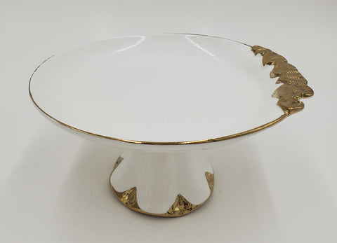 8"x4.25" FOOTED PLATE W/GOLD-ROUND