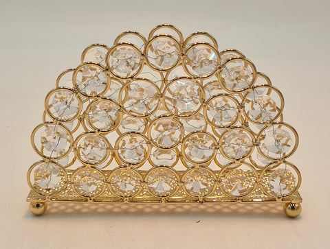 NAPKIN HOLDER W/PEARLS-GOLD