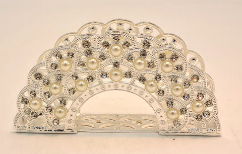 NAPKIN HOLDER W/PEARLS-SILVER