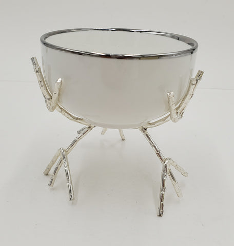 4"x4" BOWL W/STAND-SILVER-ROUND